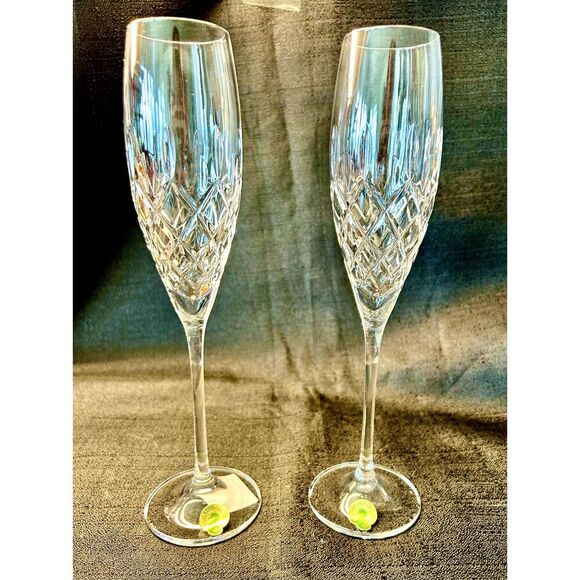 WATERFORD Merilee Toasting Flutes NIB, Never Used! Wedding Engagement Celebrate - Picture 9 of 9
